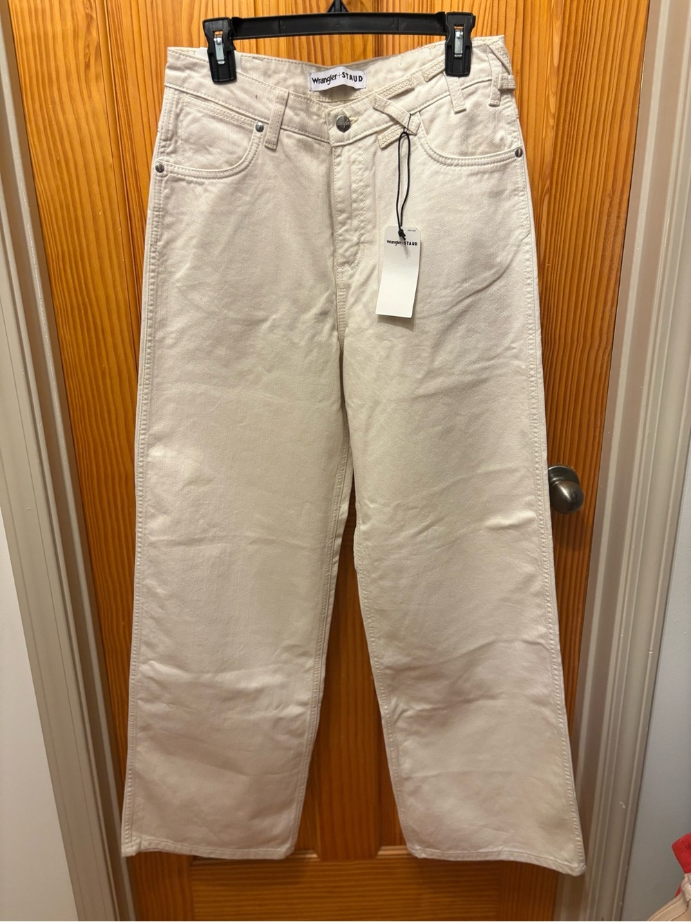 STAUD X Wrangler The Loose Cream Wide Leg Jean - Picture 3 of 5